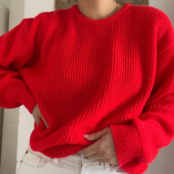 Vintage Bright Red Jumper - Picture 2 of 6
